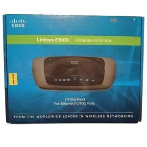CISCO Linksys E1000 Wireless-N Router 2.4 GHz Band Fast Ethernet 10/100 Ports